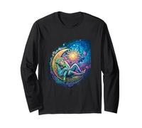 Dreamy Celestial Monkey Lounging su una luna crescente Maglia a Manica