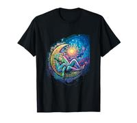 Dreamy Celestial Monkey Lounging su una luna crescente Maglietta