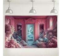 Dreamy Cloud Room Sfondo per stanza, decorazione da parete fantasia eterea pesca e blu, perfetto per studio fotografico, eventi accoglienti, riunioni primaverili ed estive, 180 x 109 cm