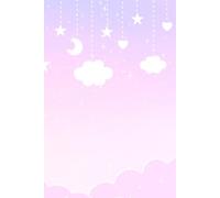 Dreamy Clouds, Moons and Stars Purple and Pink With Sparkles 50 Watermark Blank Page Notebook/Journal
