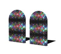 Dreamy Colors - Fermalibri in legno con stampa a colori, 1 paio, fermalibri decorativi per mensole, robusto fermalibri per regalo/casa/ufficio/scuola