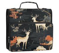 Dreamy Deer Ukiyo-e Style 3 anelli scuola Zipper raccoglitore con tracolla e maniglia multi-tasca portfolio portatile adatto per scuola media Carpeta del organizador