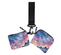 Dreamy e colorato cielo stellato portamonete da donna porta carte piccolo portatile porta biglietti da visita organizer per soldi con tasca portamonete con cerniera per signora 2 pezzi, Cielo stellato