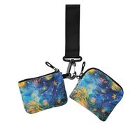 Dreamy e colorato cielo stellato portamonete da donna porta carte sottile staccabile porta soldi con cerniera tasca portamonete per le donne 2 pezzi, Cielo stellato sognante e colorato, 1 size, Casual