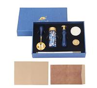 Dreamy Exquisite Pattern Sealing Wax Stamp Kit, DIY Replacement Sealing Wax Letter Kit with Wax Beads and Gift Box, Vintage Envelope Letterhead, Wooden Handle for Craft Adhesives