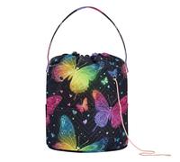 Dreamy Farfalla Colorata Nero Uncinetto Borsa Portatile di Lavoro A Maglia Accessorio per Lavoro A Maglia Kit Soporte de Hilo para tejer