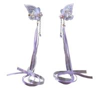 Dreamy - Fermaglio piatto per capelli, stile anni 2000, con fiocco Cottagecore Fiore per capelli, mazzi eleganti e farfalle