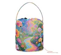 Dreamy Flowers Colorful Art Crochet Bag Portatile Crochet Storage Organizer per Strumenti di Lavoro a Maglia Mochila para Crochet