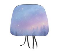 Dreamy Frosty - Copripoggiatesta per auto con stampa con foresta blu, 2 pezzi, elastica, confortevole, per donne e uomini, universale, adatta alla maggior parte delle auto, furgoni, SUV, camion