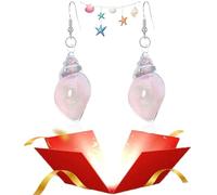 Dreamy Glow Seashell Earrings, Colorful Glow-in-the-Dark Seashell Earrings, Vintage Conch Ear Dangle, Women Boho Accessory Colorful Resin Ear Dangle Gifts (Pink)