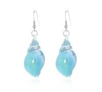 Dreamy Glow Seashell Earrings, Colorful Thin Flash Luminous Conch Earrings, Bohemian Hawaii Seashell Earring for Women Beach Travel Party Gift Birthday Anniversary Jewelry Gift (Blue)