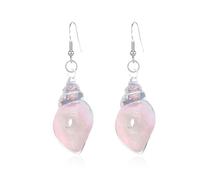 Dreamy Glow Seashell Earrings, Colorful Thin Flash Luminous Conch Earrings, Bohemian Hawaii Seashell Earring for Women Beach Travel Party Gift Birthday Anniversary Jewelry Gift (Pink)