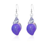 Dreamy Glow Seashell Earrings, Colorful Thin Flash Luminous Conch Earrings, Bohemian Hawaii Seashell Earring for Women Beach Travel Party Gift Birthday Anniversary Jewelry Gift (Purple)
