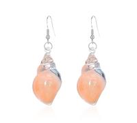 Dreamy Glow Seashell Earrings, Colorful Thin Flash Luminous Conch Earrings, Bohemian Hawaii Seashell Earring for Women Beach Travel Party Gift Birthday Anniversary Jewelry Gift (Orange)