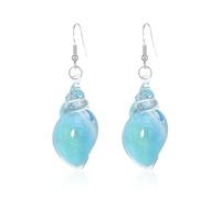 Dreamy Glow Seashell Earrings, Vintage Conch Ear Dangle, Summer Beach Ocean Jewelry Gifts for Women (blue)