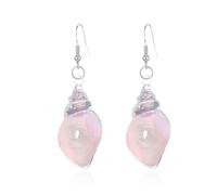 Dreamy Glow Seashell Earrings, Vintage Conch Ear Dangle, Summer Beach Ocean Jewelry Gifts for Women (pink)