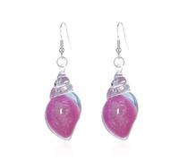 Dreamy Glow Seashell Earrings, Vintage Conch Ear Dangle, Summer Beach Ocean Jewelry Gifts for Women (rose red)