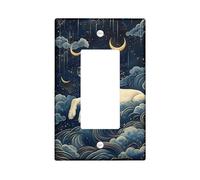 Dreamy Golden Retriever Placche di copertura/coperture per uscite, nuvole di luna blu notte per accenti da parete, piastre da parete in materiale termoplastico, dimensioni standard singolo Rocker