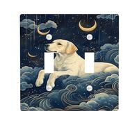 Dreamy Golden Retriever - Placche di copertura per interruttori della luce, nuvole di luna blu notte per accenti da parete, piastre da parete in materiale termoplastico, dimensioni standard, doppia