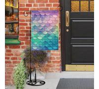 Dreamy Gradient Mermaid Scale Bandiere da giardino 30,5 x 45,7 cm doppia faccia piccola bandiera da giardino all'aperto bandiere da giardino bandiere stagionali per Natale fattoria esterna decorazioni