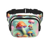 Dreamy Little Mushroom - Marsupio quadrato a doppio strato con cinghia regolabile per attività all'aperto, nero, taglia unica, Nero , Taglia unica