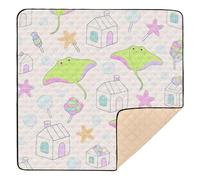 Dreamy Manta Ray House - Tappetino da gioco per bambini, in morbida schiuma, resistente all'acqua, per attività e intrattenimento, 127 x 127 cm, colore: verde