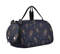 Dreamy Meduse Oro Blu San Valentino Piccola Borsa da Palestra con Scomparto Scarpe Grande Capacità Borsone da Viaggio per Viaggi, Nuoto, Danza, Balletto bolso de viaje para hombre