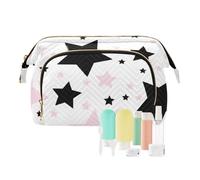 Dreamy Nero e Peach Stars Cosmetic Bag Per Borsa Cerniera Cosmetici Borse Per Borsa per Accessori Da Viaggio monedero pequeno para mujer, Stelle da sogno nere e pesca, moderno