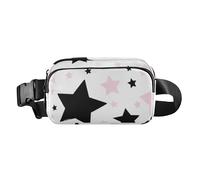 Dreamy Nero e Rosa Stelle Alla Moda Marsupio Borsa a Tracolla per Donne Uomini Piccolo con Cinghia Regolabile per Viaggi Vacanza Corsa bolsas de cintura para mujer, Stelle da sogno nere e rosa,