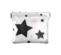 Dreamy Nero e Rosa Stelle Delle Donne Della Moneta Del Cuoio Della Borsa Del Raccoglitore Portatile Sacchetto di Trucco Cambiamento Borsa per Gli Uomini Donne, Stelle da sogno nere e rosa, 1 size