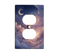 Dreamy Night Sky - Copertura per interruttore della luce, nuvole viola e luna per decorazione domestica, piastre da parete in materiale termoplastico, presa singola duplex di dimensioni standard