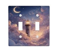 Dreamy Night Sky - Copertura per interruttore della luce, nuvole viola e luna per decorazioni domestiche, piastre da parete in materiale termoplastico, dimensioni standard, doppia levetta