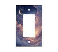 Dreamy Night Sky Light Switch Placca / Coperture di uscita, Nuvole viola e Luna per la decorazione domestica, Piastre da parete in materiale termoplastico, Dimensioni standard Singolo Rocker