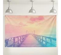 Dreamy Ocean Pier - Sfondo fotografico con tramonto pastello, ideale per decorazioni per feste in spiaggia, eventi estivi, uso interno/esterno, 180 x 109 cm