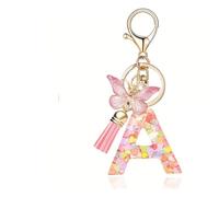Dreamy Paillettes 26 lettere portachiavi per donne nappa, accessori auto, creativo squisito farfalla 26 lettere portachiavi, Lettera A, M