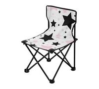 Dreamy - Sedia da campeggio ultraleggera, compatta, con motivo a stelle, colore nero e pesca, per interni, con borsa per il trasporto, sedia da pesca sul ghiaccio con schienale per picnic e campeggio