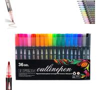 Dreamy Sparkle Dual-Line Contour Pen, Double Line Outline Pen Sparkle Markers, 12/24/36/48/60 Colors, Quick-Dry Ink for Drawing, Coloring & DIY Crafts (36 Colors)