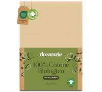 Dreamzie - 100% Cotone Biologico - Federe Cuscino Letto 40x60 cm Cotone Biologico - Set da 2 - Beige - Federe Cuscino Letto 40x60 con Zip - Oeko-Tex