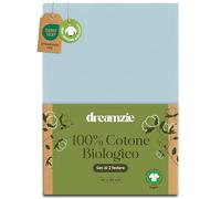 Dreamzie - 100% Cotone Biologico - Federe Cuscino Letto 40x60 cm Cotone Biologico - Set da 2 - Blu - Federe Cuscino Letto 40x60 con Zip - Oeko-Tex