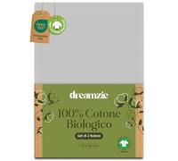 Dreamzie - 100% Cotone Biologico - Federe Cuscino Letto 40x60 cm Cotone Biologico - Set da 2 - Grigio - Federe Cuscino Letto 40x60 con Zip - Oeko-Tex