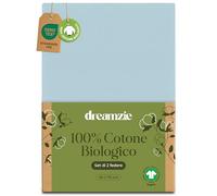Dreamzie - 100% Cotone Biologico - Federe Cuscino Letto 50x70 cm Cotone Biologico - Set da 2 - Blu - Federe Cuscino Letto 50x70 con Zip - Oeko-Tex