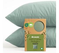 Dreamzie - 100% Cotone Biologico - Federe Cuscino Letto 65x65 cm Cotone Biologico - Set da 2 - Verde - Federe Cuscino Letto 65x65 con Zip - Oeko-Tex