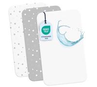 Dreamzie 2 Lenzuola culla Neonato + 1 Coprimaterasso Impermeabile Lettino con Elastico - 100% Cotone Per Culla Co-sleeping, Lettino - 50x83 cm Stars