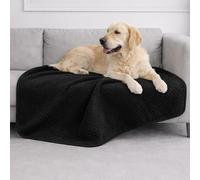 Dreamzie Coperta Impermeabile per Cani 100x120cm - Copridivano Impermeabile per Animali - Reversibile e Lavabile in Lavatrice in Pile Sherpa per Letto o Divano - Nero