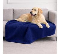 Dreamzie Coperta Impermeabile per Cani 100x120cm - Copridivano Impermeabile per Animali - Reversibile e Lavabile in Lavatrice in Pile Sherpa per Letto o Divano - Blu navy