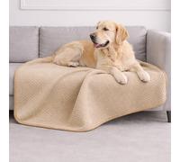 Dreamzie Coperta Impermeabile per Cani 100x120cm - Copridivano Impermeabile per Animali - Reversibile e Lavabile in Lavatrice in Pile Sherpa per Letto o Divano - Beige