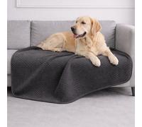 Dreamzie Coperta Impermeabile per Cani 100x120cm - Copridivano Impermeabile per Animali - Reversibile e Lavabile in Lavatrice in Pile Sherpa per Letto o Divano - Grigio scuro