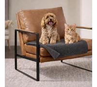 Dreamzie Coperta Impermeabile per Cani 63x88cm - Copridivano Impermeabile per Animali - Reversibile e Lavabile in Lavatrice in Pile Sherpa per Letto o Divano - Grigio scuro