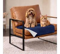 Dreamzie Coperta Impermeabile per Cani 63x88cm - Copridivano Impermeabile per Animali - Reversibile e Lavabile in Lavatrice in Pile Sherpa per Letto o Divano - Blu navy