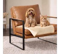 Dreamzie Coperta Impermeabile per Cani 63x88cm - Copridivano Impermeabile per Animali - Reversibile e Lavabile in Lavatrice in Pile Sherpa per Letto o Divano - Beige